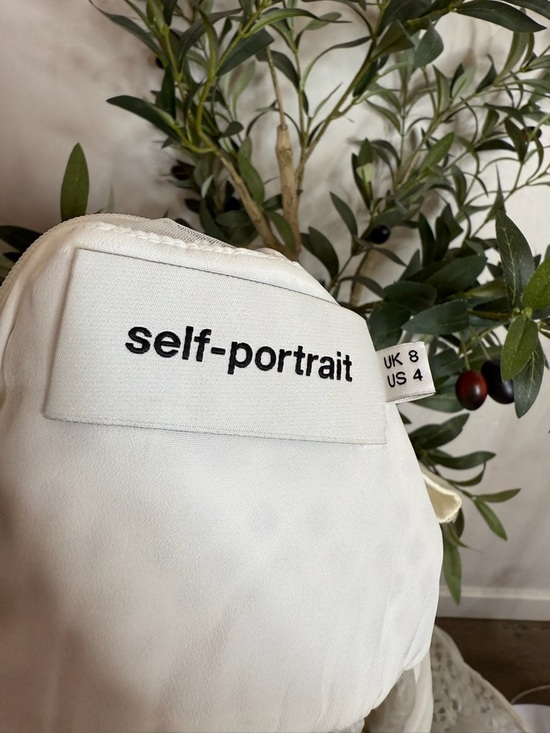 Self-Portrait White Lace Midi Dress with Collared Neckline - Picture 5 of 11